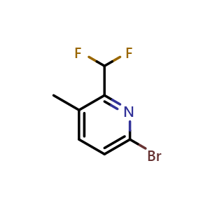 Chemical structure of 6-bromo-2-(difluoromethyl)-3-methyl-pyridine , CAS 1806777-84-3, AChemBlock X185290