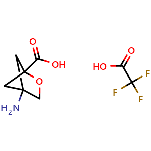 Chemical structure of 4-amino-2-oxabicyclo[2.1.1]hexane-1-carboxylic acid;2,2,2-trifluoroacetic acid , CAS 2309465-00-5, AChemBlock X185303