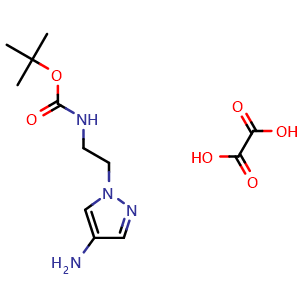 Chemical structure of tert-butyl N-[2-(4-aminopyrazol-1-yl)ethyl]carbamate;oxalic acid , CAS 1965304-61-3, AChemBlock X185308