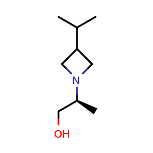 Chemical structure of (2S)-2-(3-isopropylazetidin-1-yl)propan-1-ol , CAS 1568101-92-7, AChemBlock X185320