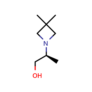 Chemical structure of (2S)-2-(3,3-dimethylazetidin-1-yl)propan-1-ol , CAS 1568213-66-0, AChemBlock X185321