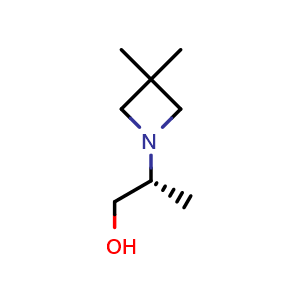 Chemical structure of (2R)-2-(3,3-dimethylazetidin-1-yl)propan-1-ol , CAS 1568013-44-4, AChemBlock X185322