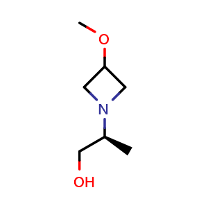 Chemical structure of (2S)-2-(3-methoxyazetidin-1-yl)propan-1-ol , CAS 2381381-48-0, AChemBlock X185323