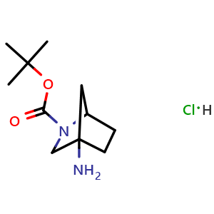 Chemical structure of tert-butyl 4-amino-2-azabicyclo[2.2.1]heptane-2-carboxylate;hydrochloride , CAS 2639412-96-5, AChemBlock X185344