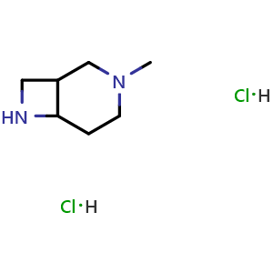 Chemical structure of 3-methyl-3,7-diazabicyclo[4.2.0]octane;dihydrochloride , CAS 2920407-13-0, AChemBlock X185357