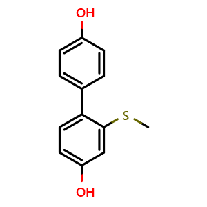 Chemical structure of 4-(4-hydroxyphenyl)-3-methylsulfanyl-phenol , CAS 2918779-66-3, AChemBlock X185360