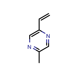 Chemical structure of 2-methyl-5-vinyl-pyrazine , CAS 13925-08-1, AChemBlock X185374
