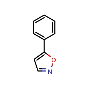 Chemical structure of 5-phenylisoxazole , CAS 1006-67-3, AChemBlock X185401