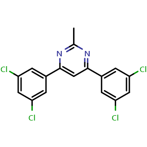 Chemical structure of 4,6-bis(3,5-dichlorophenyl)-2-methylpyrimidine , CAS 1030380-50-7, AChemBlock X185420