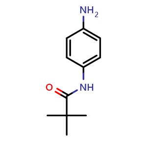 Chemical structure of N-(4-aminophenyl)-2,2-dimethylpropanamide , CAS 104478-93-5, AChemBlock X185444