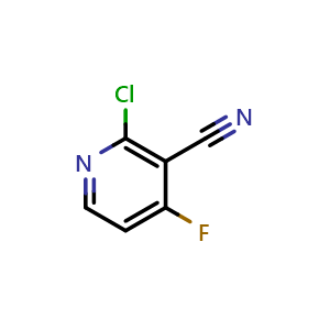 Chemical structure of 2-chloro-4-fluoro-nicotinonitrile , CAS 1054552-27-0, AChemBlock X185448