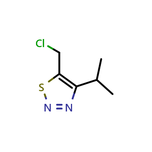 Chemical structure of 5-(chloromethyl)-4-isopropyl-1,2,3-thiadiazole , CAS 1060817-54-0, AChemBlock X185457