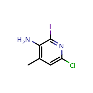 Chemical structure of 3-amino-6-chloro-2-iodo-4-methylpyridine , CAS 1073182-74-7, AChemBlock X185464