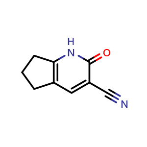 Chemical structure of 1H-Cyclopenta[b]pyridine-3-carbonitrile,2,5,6,7-tetrahydro-2-oxo- , CAS 108106-97-4, AChemBlock X185472