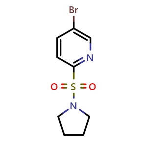 Chemical structure of 5-bromo-2-(1-pyrrolidinylsulfonyl)pyridine , CAS 1089669-45-3, AChemBlock X185478