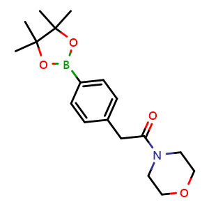 Chemical structure of 1-morpholin-4-yl-2-[4-(4,4,5,5-tetramethyl[1,3,2]dioxaborolan-2-yl)phenyl]ethanone , CAS 1092563-23-9, AChemBlock X185480