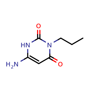Chemical structure of 2,4(1H,3H)-Pyrimidinedione, 6-amino-3-propyl- , CAS 110472-90-7, AChemBlock X185494