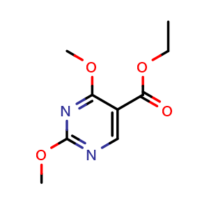 Chemical structure of ethyl 2,4-dimethoxypyrimidine-5-carboxylate , CAS 110821-08-4, AChemBlock X185495