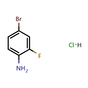 Chemical structure of 4-Bromo-2-fluoroaniline hydrochloride , CAS 1174029-29-8, AChemBlock X185538