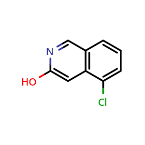Chemical structure of 5-chloroisoquinolin-3-ol , CAS 1175272-82-8, AChemBlock X185540