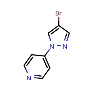 Chemical structure of 4-(4-bromopyrazol-1-yl)pyridine , CAS 1179072-77-5, AChemBlock X185542
