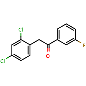 Chemical structure of 2-(2,4-Dichlorophenyl)-1-(3-fluorophenyl)ethanone , CAS 1179892-14-8, AChemBlock X185544