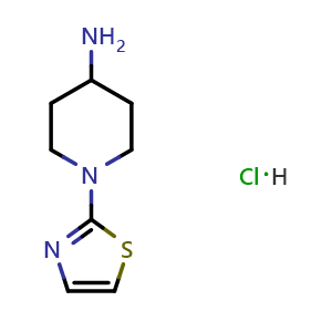 Chemical structure of 1-Thiazol-2-yl-piperidin-4-ylamine hydrochloride , CAS 1185319-77-0, AChemBlock X185547