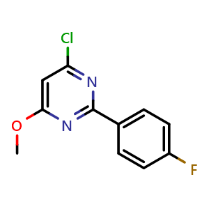 Chemical structure of 4-Chloro-2-(4-fluorophenyl)-6-methoxypyrimidine , CAS 1188166-79-1, AChemBlock X185552