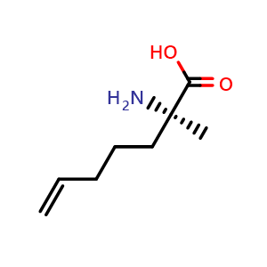 Chemical structure of (2R)-2-amino-2-methyl-6-Heptenoic acid , CAS 1196090-89-7, AChemBlock X185564