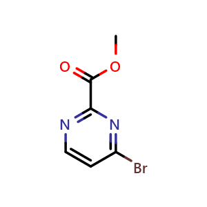 Chemical structure of methyl 4-bromopyrimidine-2-carboxylate , CAS 1206250-40-9, AChemBlock X185582