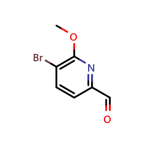 Chemical structure of 5-bromo-6-methoxypicolinaldehyde , CAS 1206775-52-1, AChemBlock X185583