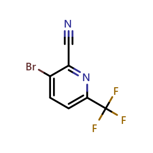 Chemical structure of 3-bromo-6-(trifluoromethyl)-2-Pyridinecarbonitrile , CAS 1211583-96-8, AChemBlock X185598