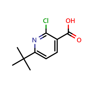Chemical structure of 6-tert-butyl-2-chloropyridine-3-carboxylic acid , CAS 1211588-66-7, AChemBlock X185600