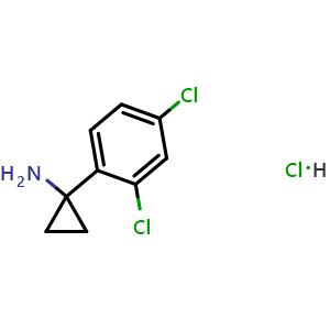 Chemical structure of 1-(2,4-dichlorophenyl)cyclopropanamine hydrochloride , CAS 1215415-04-5, AChemBlock X185604