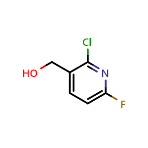Chemical structure of 2-Chloro-6-fluoro-3-pyridinemethanol , CAS 1227563-88-3, AChemBlock X185623
