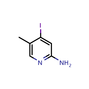 Chemical structure of 4-iodo-5-methylpyridin-2-amine , CAS 1227581-81-8, AChemBlock X185628