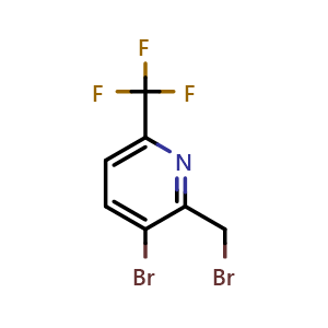 Chemical structure of 3-Bromo-2-(bromomethyl)-6-(trifluoromethyl)pyridine , CAS 1227585-69-4, AChemBlock X185630