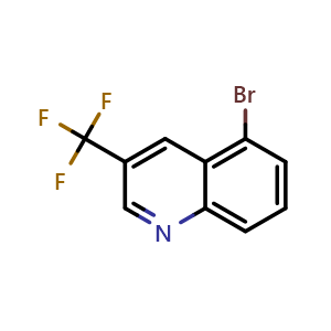 Chemical structure of 5-Bromo-3-(trifluoromethyl)quinoline , CAS 1239462-41-9, AChemBlock X185643