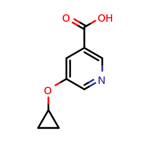 Chemical structure of 5-cyclopropoxynicotinic acid , CAS 1243368-67-3, AChemBlock X185650