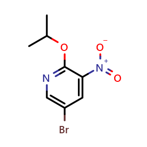 Chemical structure of 5-bromo-3-nitro-2-(propan-2-yloxy)pyridine , CAS 1248216-10-5, AChemBlock X185659