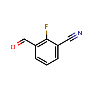 Chemical structure of 2-Fluoro-3-formylbenzonitrile , CAS 1261823-31-7, AChemBlock X185695
