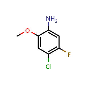 Chemical structure of 4-chloro-5-fluoro-2-methoxy-Benzenamine , CAS 1268392-91-1, AChemBlock X185699