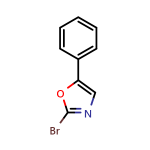 Chemical structure of 2-bromo-5-phenyloxazole , CAS 129053-70-9, AChemBlock X185715