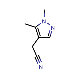 Chemical structure of 2-(1,5-Dimethyl-1H-pyrazol-4-yl)acetonitrile , CAS 1306739-15-0, AChemBlock X185719