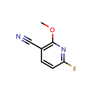 Chemical structure of 6-Fluoro-2-methoxynicotinonitrile , CAS 1339175-72-2, AChemBlock X185747
