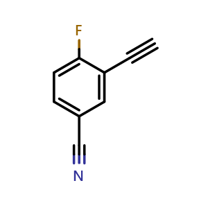 Chemical structure of 3-ethynyl-4-fluorobenzonitrile , CAS 133960-64-2, AChemBlock X185749