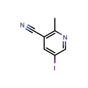 Chemical structure of 5-Iodo-2-methylnicotinonitrile , CAS 1346533-56-9, AChemBlock X185760