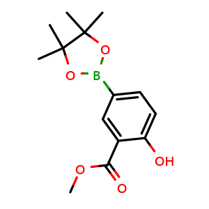 Chemical structure of Methyl 2-hydroxy-5-(4,4,5,5-tetramethyl-1,3,2-dioxaborolan-2-yl)benzoate , CAS 1352730-33-6, AChemBlock X185767