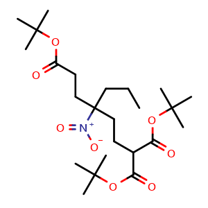 Chemical structure of di-t-butyl 4-[2-(t-butoxycarbonyl)ethyl]-4-nitroheptanedicarboxylate , CAS 136587-00-3, AChemBlock X185782