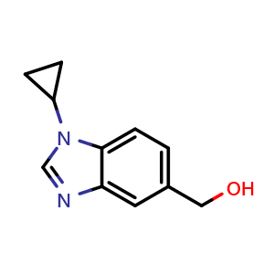 Chemical structure of 1-Cyclopropyl-1H-benzimidazole-5-methanol , CAS 1368553-77-8, AChemBlock X185785